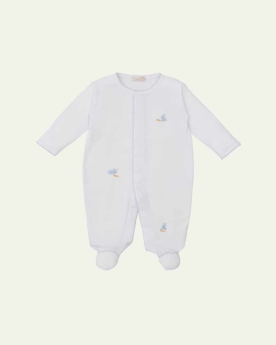 Boy's Premier Hand Embroidered Bunny Patch Footie, Size Newborn-9M